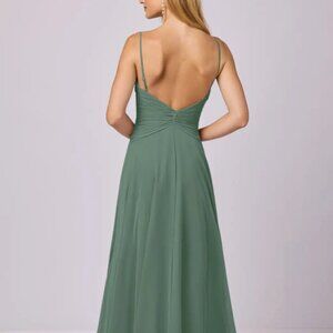 AZAZIE 1020 A-Line Chiffon Floor-Length Dress Eucalyptus | Size A0